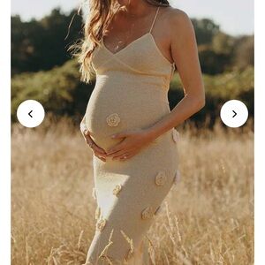 Elegant Cream Backless Maternity Dress